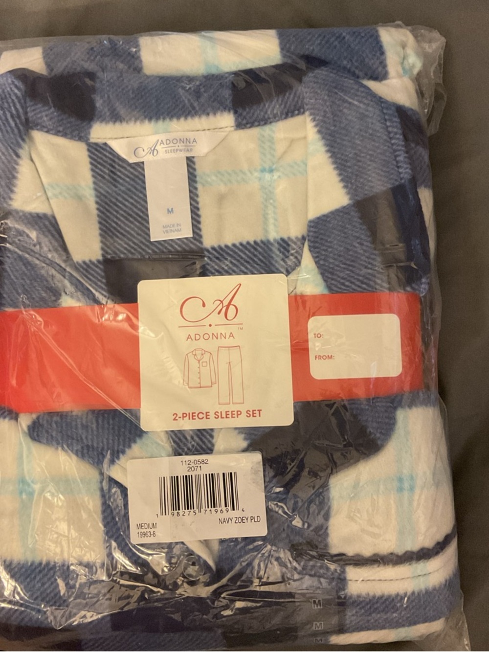Adonna Navy Plaid 2-Piece Pajama Set
